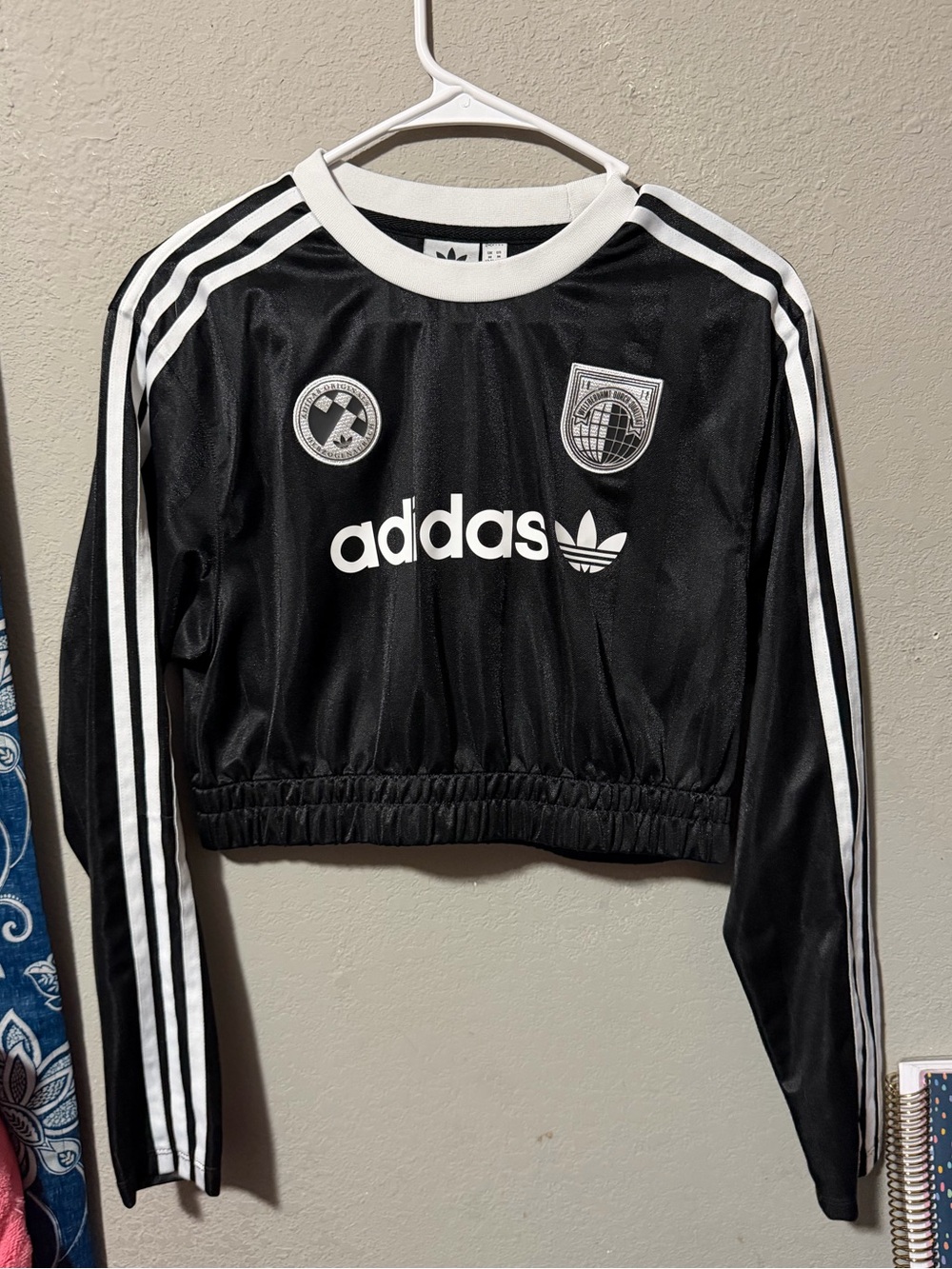 Adidas Black & White Cropped Sweatshirt